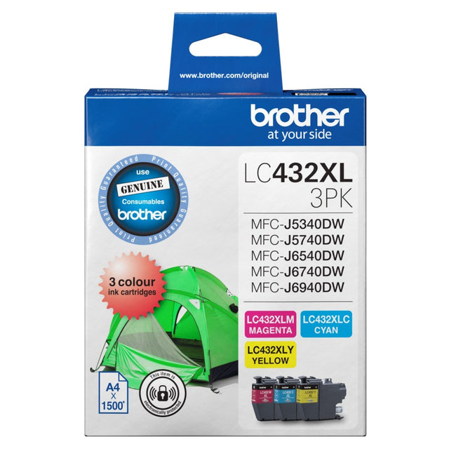 Brother LC432xl Colour Value Pack 1xcyan 1x Magenta 1x Yellow