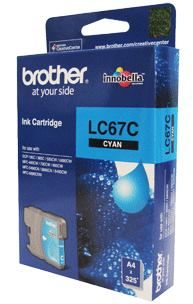 Brother LC-67C Cyan Ink Cartridge- to suit DCP-385C/395CN/585CW/6690CW/J715W, MFC-490CW/5490CN/5890CN/6490CW/6890CDW/790CW/795CW/990CW- up to 325 page