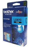 Brother LC-67C Cyan Ink Cartridge- to suit DCP-385C/395CN/585CW/6690CW/J715W, MFC-490CW/5490CN/5890CN/6490CW/6890CDW/790CW/795CW/990CW- up to 325 page