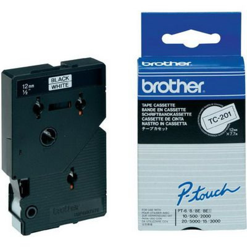 Brother 12MM BLACK ON WHITE TC TAPE