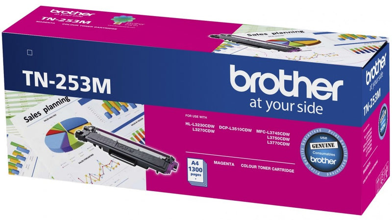 Brother TN-253M Magenta Toner Cartridge to Suit -  HL-3230CDW/3270CDW/DCP-L3015CDW/MFC-L3745CDW/L3750CDW/L3770CDW (1,300 Pages)