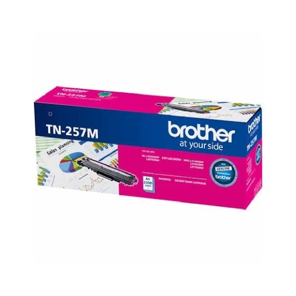 Brother TN-257M Magenta High Yield Toner Cartridge to Suit -  HL-3230CDW/3270CDW/DCP-L3015CDW/MFC-L3745CDW/L3750CDW/L3770CDW (2,300 Pages)