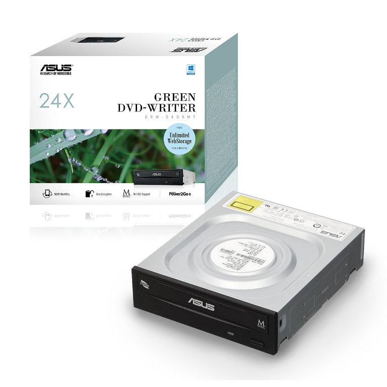 ASUS DRW-24D5MT Extreme Internal 24X DVD Writing Speed With M-Disc Support, E-Green Power Saving Technology (IN RETAIL COLOUR BOX)