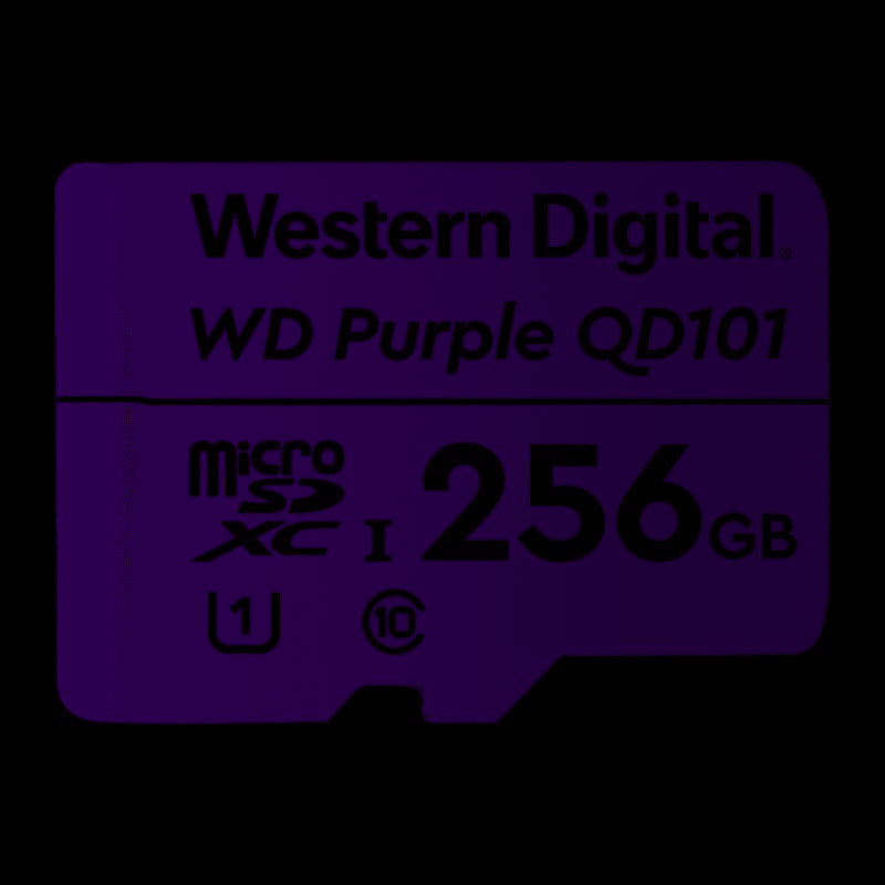 Western Digital WD Purple 256GB MicroSDXC Card 24/7 -25°C to 85°C Weather & Humidity Resistant for Surveillance IP Cameras mDVRs NVR Dash Cams Drones