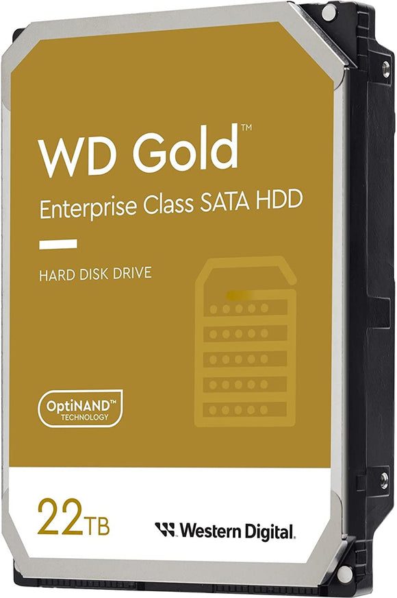 Western Digital 22TB WD Gold Enterprise Class SATA Internal Hard Drive HDD - 7200 RPM, SATA 6 Gb/s, 512 MB Cache, 3.5