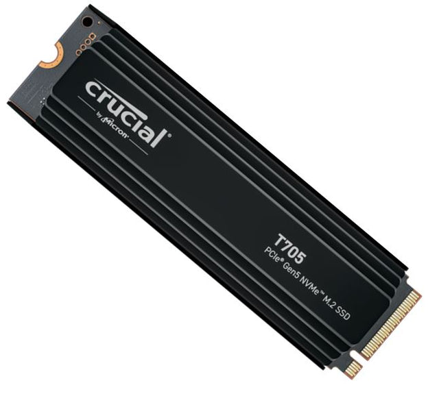 Micron (Crucial) Crucial T705 2TB Gen5 NVMe SSD Heatsink - 14500/12700 MB/s R/W 1200TBW 1550K IOPs 1.5M hrs MTTF DirectStorage for Intel 14th Gen & AMD Ryzen 7000