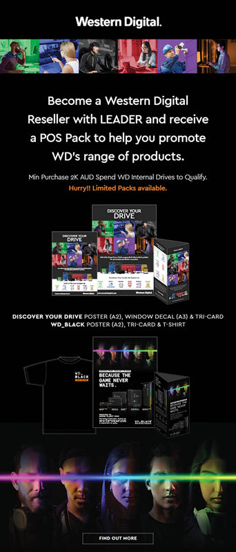 (LS) Buy $200 Western Digital + Get 1x FREE WD Marketing Pack - T-Shirt, Your Drive A2 Poster, A3 Window Decal, Tri-Card, WD_Black A2 Poster