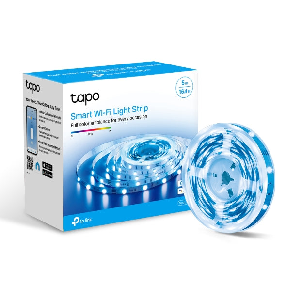 TP-Link Tapo L900-5 Smart Wi-Fi Light Strip, Flexible Length, 3M Adhesive, Energy Saving, Voice Control, No Hub Required, 5000×10×1.6 mm