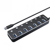 (LS) Simplecom CH375PS Aluminium 7 Port USB 3.0 Hub with Individual Switches and Power Adapter (LS> CH375C)