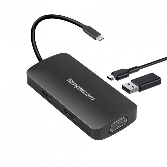 Simplecom DA450 5-in-1 USB-C Multiport Adapter MST Hub with VGA and Dual HDMI(LS)