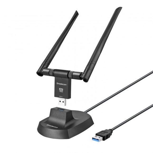 (LS) Simplecom NW811 AX1800 Dual Band WiFi 6 USB Adapter 802.11ax with 2x 5dBi High Gain Antennas (LS> NW811v2)