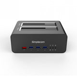 Simplecom SD352 USB 3.0 to Dual SATA Aluminium Docking Station with 3-Port Hub and 1 Port 2.1A USB Charger