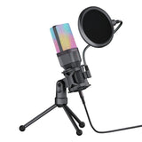 Simplecom UM650 USB Cardioid Condenser Microphone Gaming RGB Lights with Tripod & Pop Filter