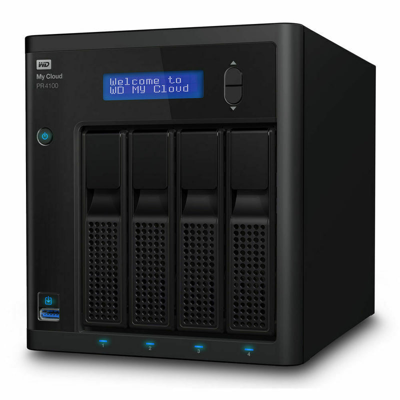 Western Digital My Cloud Pro PR4100 24TB NAS Pentium N3710 Quad-Core 4GB RAM RAID 3xUSB3.0 2xGbE LAN Auto Backup Sync 256 AES Encrypt Windows MAC