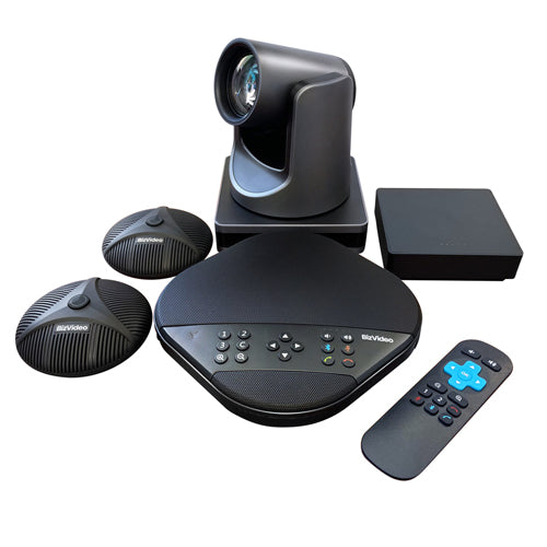 BizVideo Video Conferencing System inc Expansion Mics - Small to Medium-Sized Meeting Rooms - HD PTZ IP Camera & Conference Speaker.