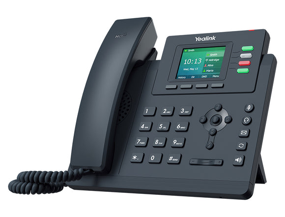 Yealink T33G 4 Line IP phone Entry-level, 320x240 Colour Display, Dual Gigabit Ports, PoE, HD Voice Quality, No Power Adapter included, Zoom, HD Voice