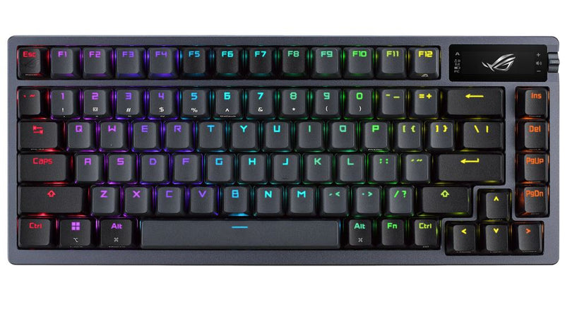 ASUS ROG AZOTH/NXBL (Blue Switch) RGB Gunmetal Wireless Mechanical Keyboard, Gasket Mount Design, Tri-mode Connection, OLED Display