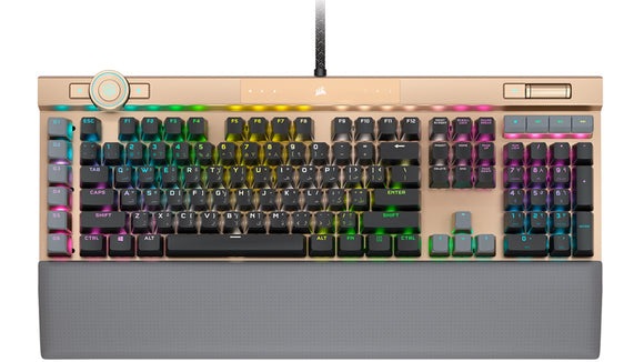 Corsair K100 RGB, Optical Switch, AXON 44-Zone RGB, PBT Double-Shot Keycaps, Gold,  Mechanical Gaming Keyboard (LS)