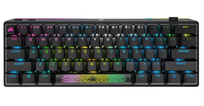 CORSAIR K70 PRO MINI WIRELESS RGB 60% Mechanical Gaming Keyboard, Backlit RGB LED, CHERRY MX SPEED, Black, Black PBT Keycaps (LS)