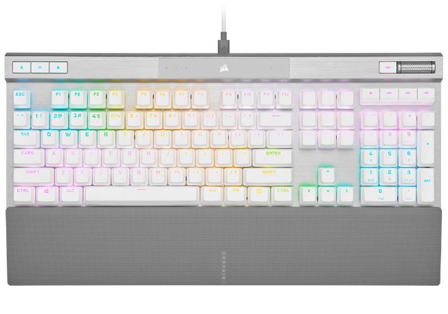 CORSAIR K70 RGB PRO OPX Optical-Mechanical Gaming Keyboard, Backlit RGB LED, CORSAIR OPX, White, White PBT Keycaps. (LS)