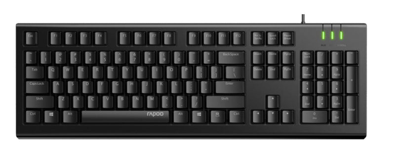 (LS) RAPOO NK1800 Wired Keyboard, Entry Level, Laser Carved Keycap, Spill-Resistant, Multimedia Hotkeys (> NK1900)