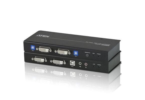 Aten DVI Dual View KVM Extender with Audio, RS232, EDID mode support, Sun/Mac KB/MS support