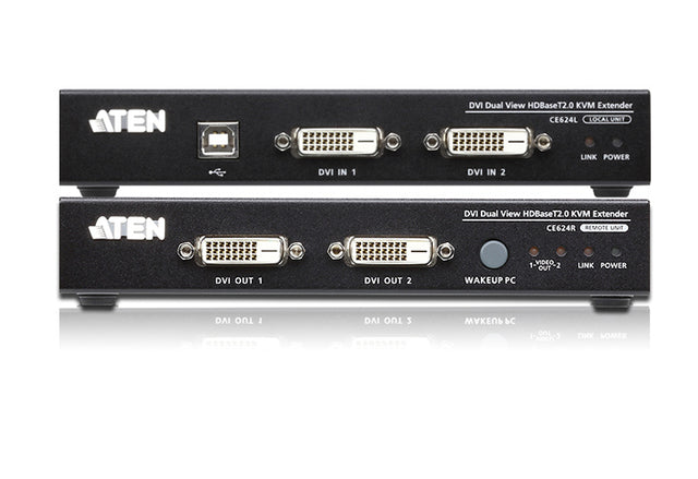 Aten HDBaseT2.0  DVI Dual View USB KVM Console Extender  w/RS-232