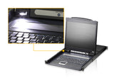 Aten Rackmount KVM Switch 16 Port VGA PS/2-USB w/ 19" LCD Display, 2x Custom KVM Cables Included, 1280x1024@75hz Display, LED Illumination