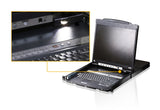 Aten Rackmount KVM Switch Dual Rail 8 Port VGA PS/2-USB w/ 19" LCD Display, 2x Custom KVM Cables Included, 1280x1024@75hz Display, LED Illumination