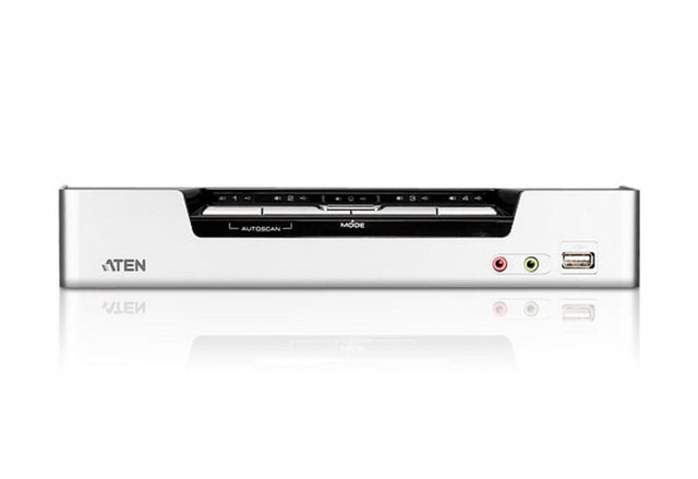 Aten Desktop KVMP Switch 4 Port Single Display HDMI w/ Dolby HD audio, 4x Custom KVM Cables Included, 2x USB Port, Selection Via Front Panel