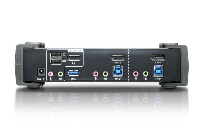 Aten Desktop KVMP Switch 2 Port Single Display 4k DisplayPort w/ audio, Cables Included, 2x USB Port, Selection Via Front Panel