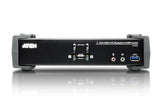 Aten Desktop KVMP Switch 2 Port Single Display 4k DisplayPort w/ audio, Cables Included, 2x USB Port, Selection Via Front Panel