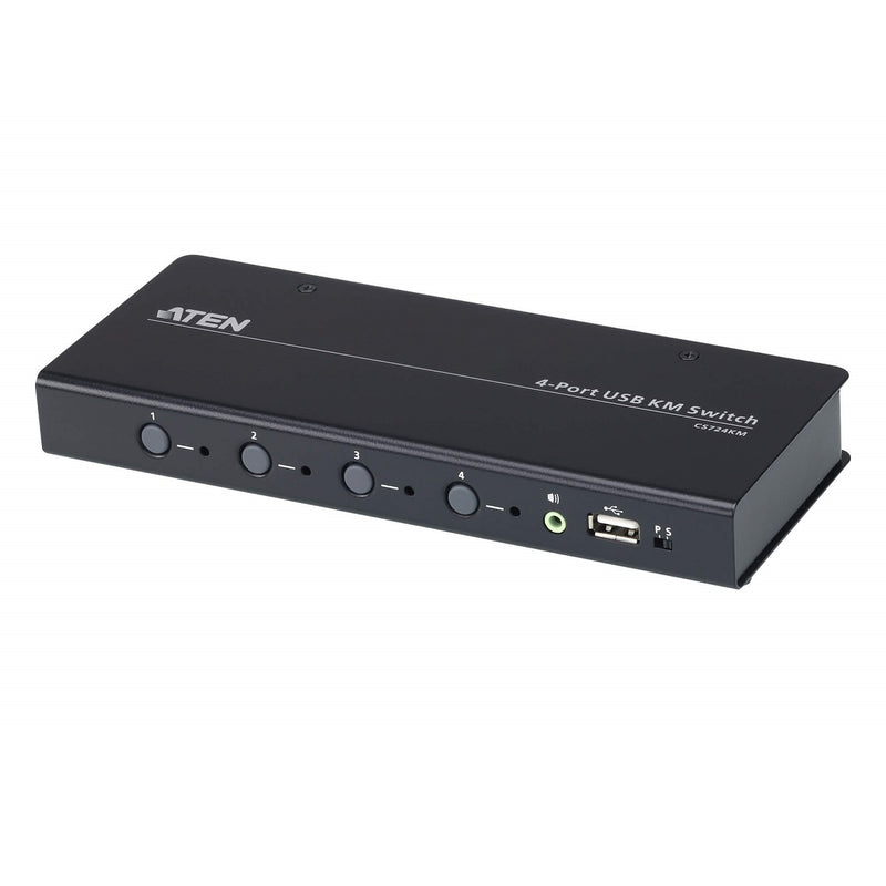 Aten KM Switch 4 Port USB Boundless Switching w/ Audio, Cables Included, Daisy Chain Up to 2 (8 Computers Total)