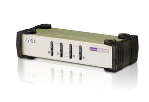 Aten Desktop KVM Switch 4 Port Single Display VGA, 4x Custom KVM Cables Included, Selection Via Front Panel, Auto Scan Mode,