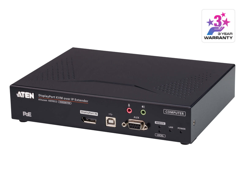 Aten 4K DP Single Display KVM over IP Transmitter with Power over Ethernet, power adapter not included