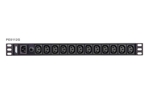 Aten 12-Port 10A Power Distribution Unit - Basic PDU, 1U Rackmount Design 12x C13 AC Outputs, Overload protection (PE0112G)