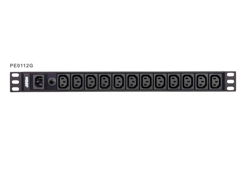 Aten 12-Port 10A Power Distribution Unit - Basic PDU, 1U Rackmount Design 12x C13 AC Outputs, Overload protection (PE0112G)