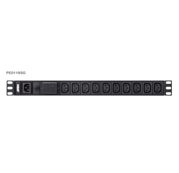 Aten 1U Basic PDU 10x Outlets with Surge Protection,18 x IEC C13, 10A Max, 100-240VAC, 50-60 Hz,  Overcurrent protection, Aluminum material