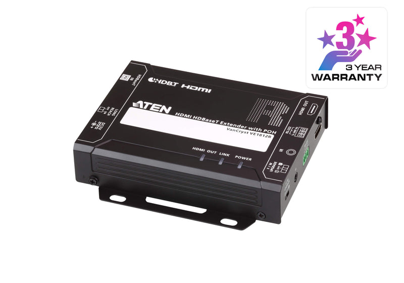 Aten HDMI HDBaseT Receiver with POH, 1080p@150m with long reach mode, 4K@100m, bi-directional RS232 and IR channel
