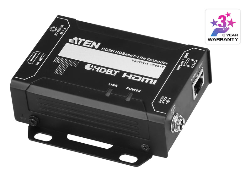 Aten HDMI HDBaseT-Lite Transmitter, supports 1080p @ 70m and 4096 x 2160 @ 30 HZ (4:4:4) @ 40m over Cat 6A