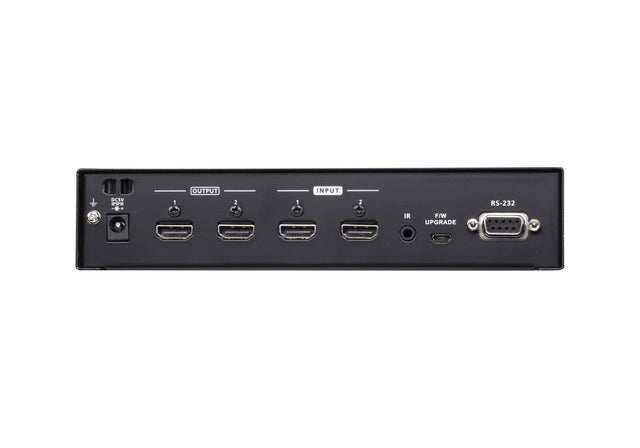 Aten 2x2 4K HDMI Matrix, control via front-panel pushbuttons, IR remote and RS232 control, EDID management