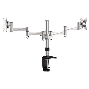 Brateck Dual Monitor Elegant Aluminium w/Arm&Desk Clamp Silver Fit most 13"- 27" Monitor VESA 75x75/100x100 (LS)