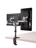 Brateck Dual Monitor Elegant Aluminium w/Arm&Desk Clamp Silver Fit most 13"- 27" Monitor VESA 75x75/100x100 (LS)