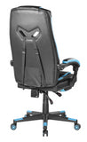 Brateck Premium PU Gaming Chair with Lumbar Support and Retractable Footrest (63x71x119~129cm) up to 150kg-PU Leather,PVC Leather-Black-Blue (LS)