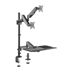 Brateck Gas Spring Sit-Stand Workstation Dual Monitors Mount Fit Most 17"-32" Moniters Up to 8kg per screen, 360° Screen Rotation (LS)