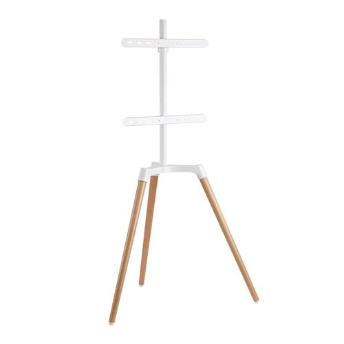 Brateck Pastel Easel Studio TV Floor Tripod Stand For Most 50''-65'' Up to 35kg Flat Panel TVs  -- Matte White & Beech(LS)