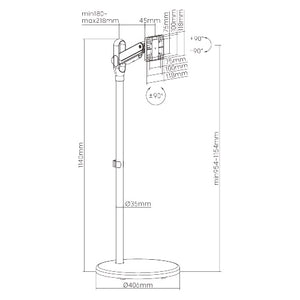 Brateck Mobile Spring assisted Display Floor Stand Fit Most 17"-35" Monitor Up to 10kg per screen VESA 75x75/100x100 Black colour (LS)