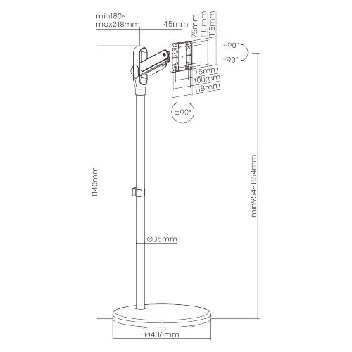 Brateck Mobile Spring assisted Display Floor Stand Fit Most 17