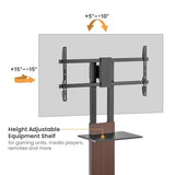 Brateck Heavy-Duty Modern TV Floor Stand With Equipment Shelf For most 45"-90“ TVs( Walnut colour) (LS)