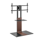 Brateck Heavy-Duty Modern TV Floor Stand With Equipment Shelf For most 45"-90“ TVs( Walnut colour) (LS)